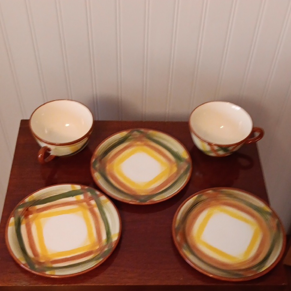 2 Cups, 3 bread and butter HOMESPUN pattern VERNONWARE